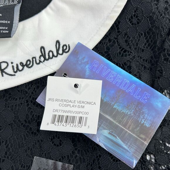 Riverdale Veronica Costume Cosplay Black Lace A-Line Dress Fit Flare JUNIORS S/M - Picture 15 of 16